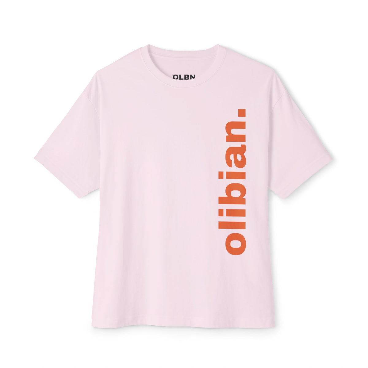 BASIC - Vertical "olibian." Logo Tee — Minimal White Boxy T-Shirt
