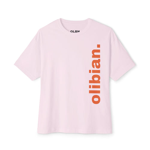 BASIC - Vertical "olibian." Logo Tee — Minimal White Boxy T-Shirt