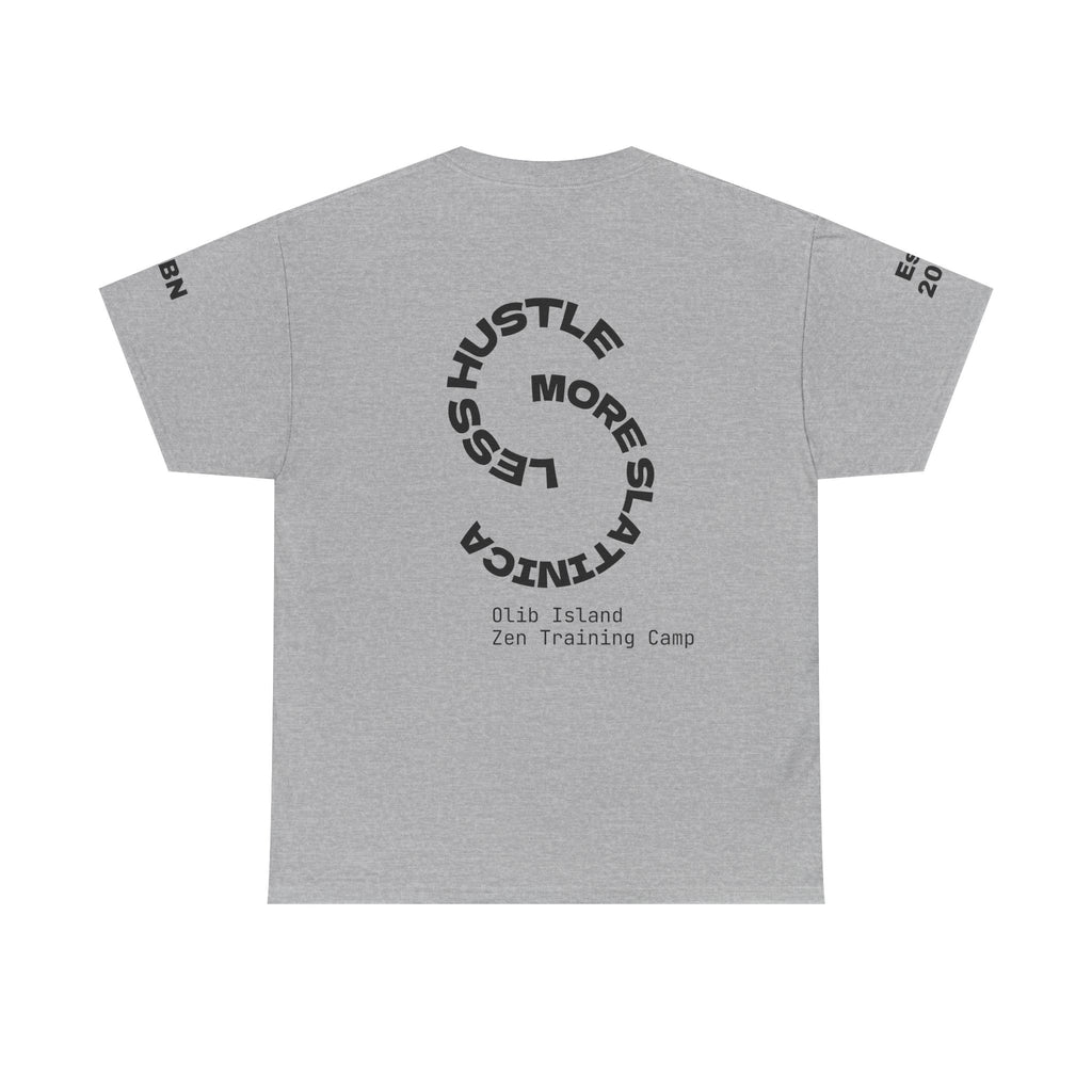 PREMIUM T-Shirt — 'olibian.' Black Vertical Logo & 'Less Hustle - More Slatinica' Back Graphic