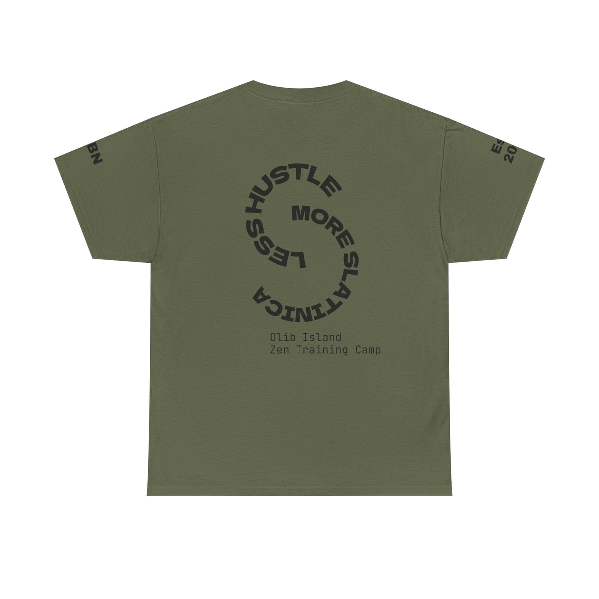 PREMIUM T-Shirt — 'olibian.' Vertical Logo & 'Less Hustle - More Slatinica' Back Graphic