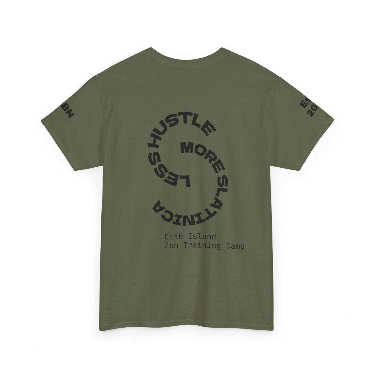 PREMIUM T-Shirt — 'olibian.' Vertical Logo & 'Less Hustle - More Slatinica' Back Graphic