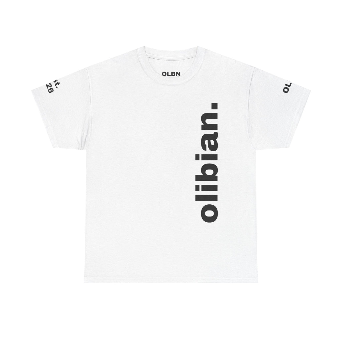 PREMIUM T-Shirt — 'olibian.' Black Vertical Logo & 'Less Hustle - More Slatinica' Back Graphic
