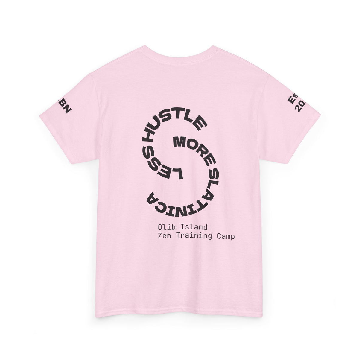 PREMIUM T-Shirt — 'olibian.' Black Vertical Logo & 'Less Hustle - More Slatinica' Back Graphic