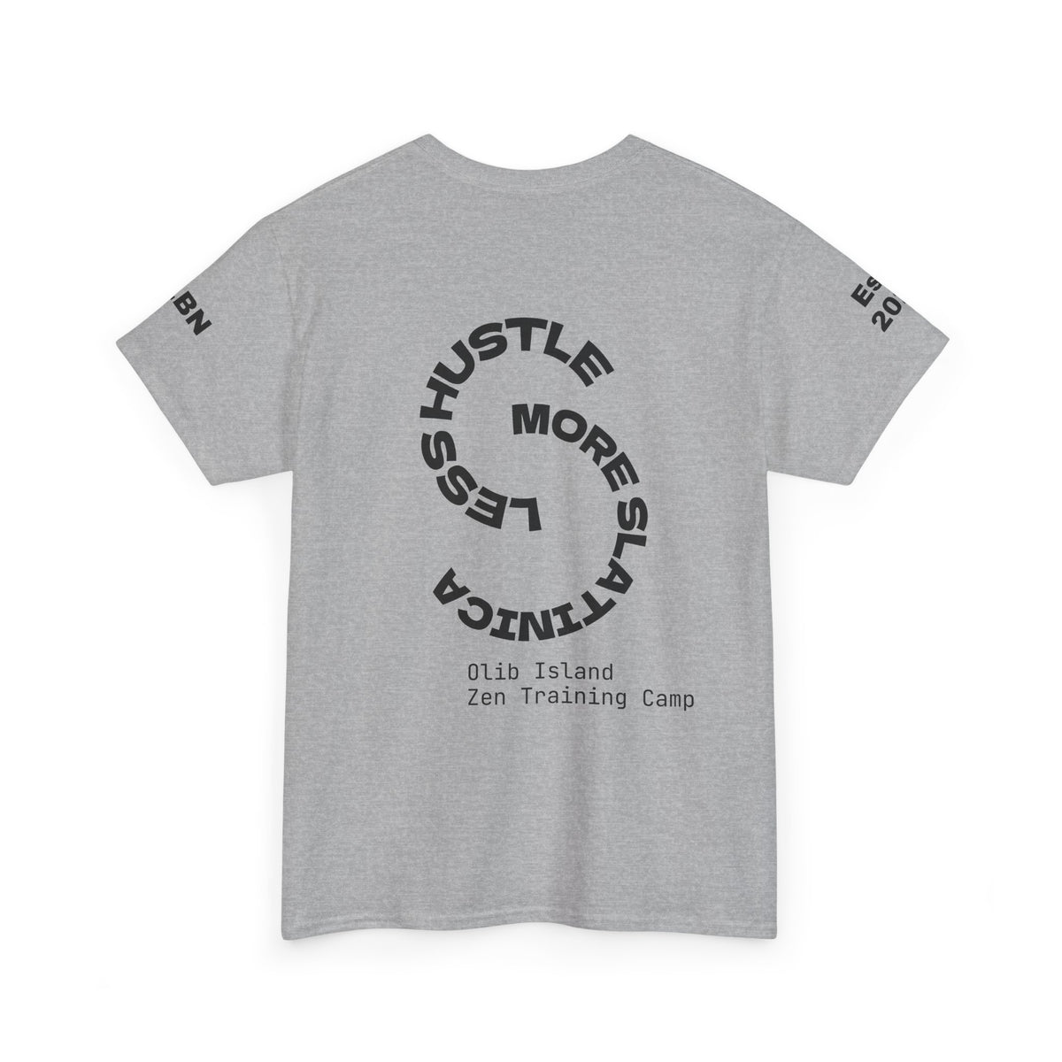 PREMIUM T-Shirt — 'olibian.' Black Vertical Logo & 'Less Hustle - More Slatinica' Back Graphic