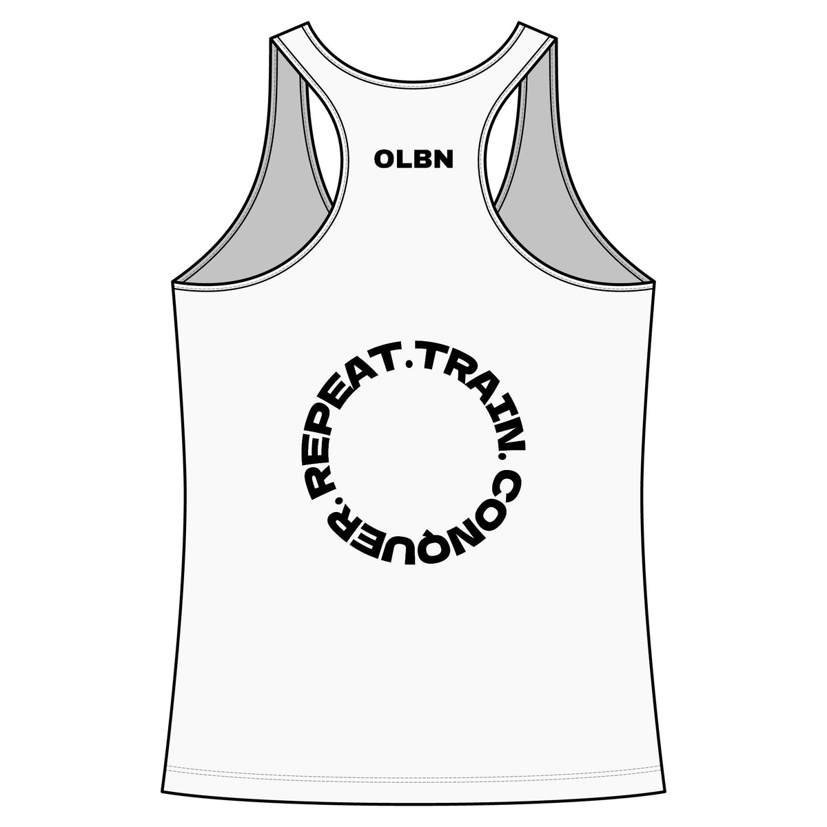 Women's Racerback Tank - olibian. Train. Conquer. Repeat.