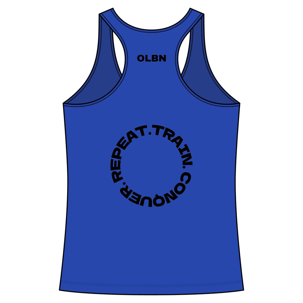 Women's Racerback Tank - olibian. Train. Conquer. Repeat.
