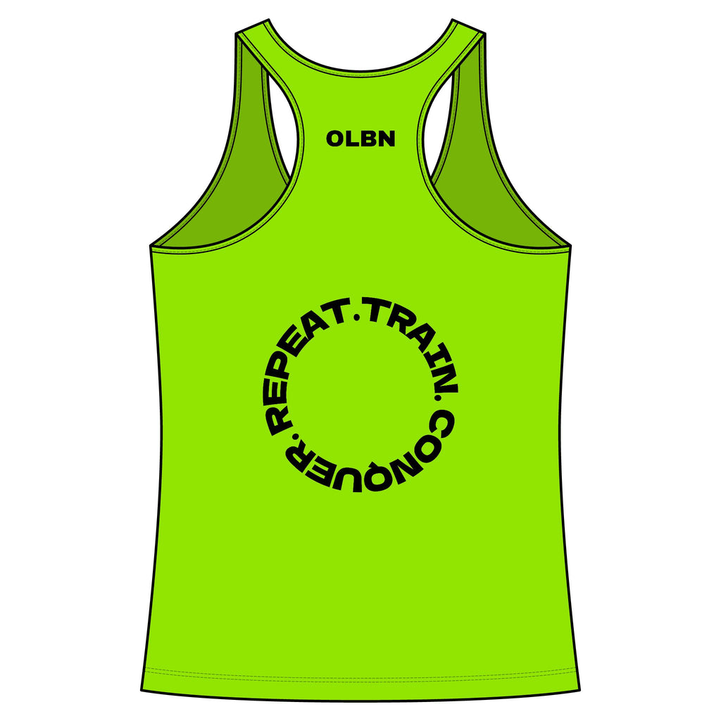 Women's Racerback Tank - olibian. Train. Conquer. Repeat.
