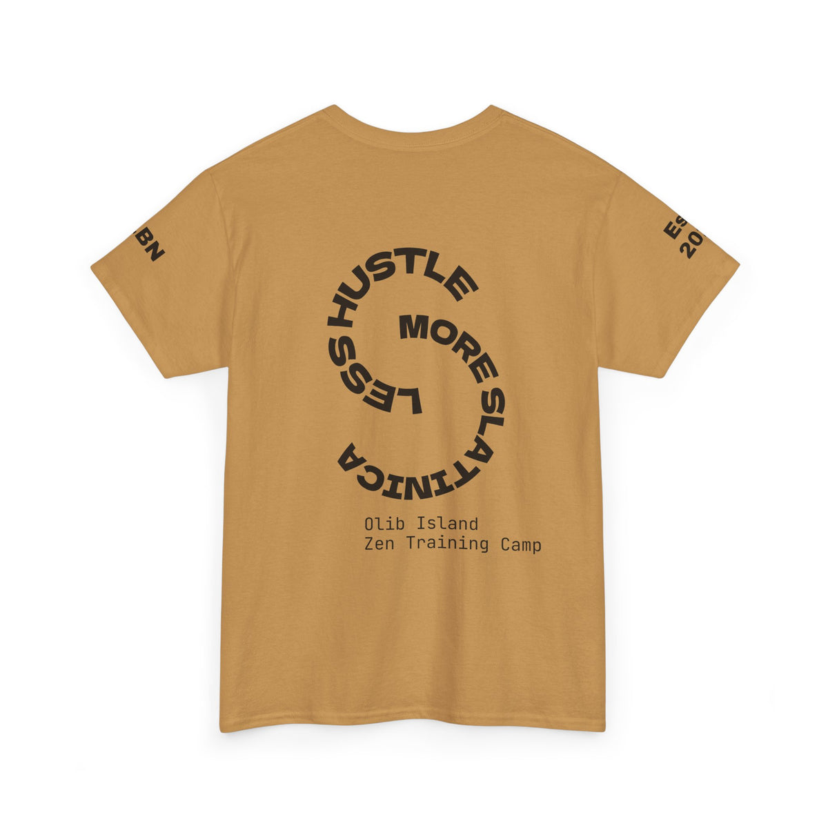 PREMIUM T-Shirt — 'olibian.' Black Vertical Logo & 'Less Hustle - More Slatinica' Back Graphic