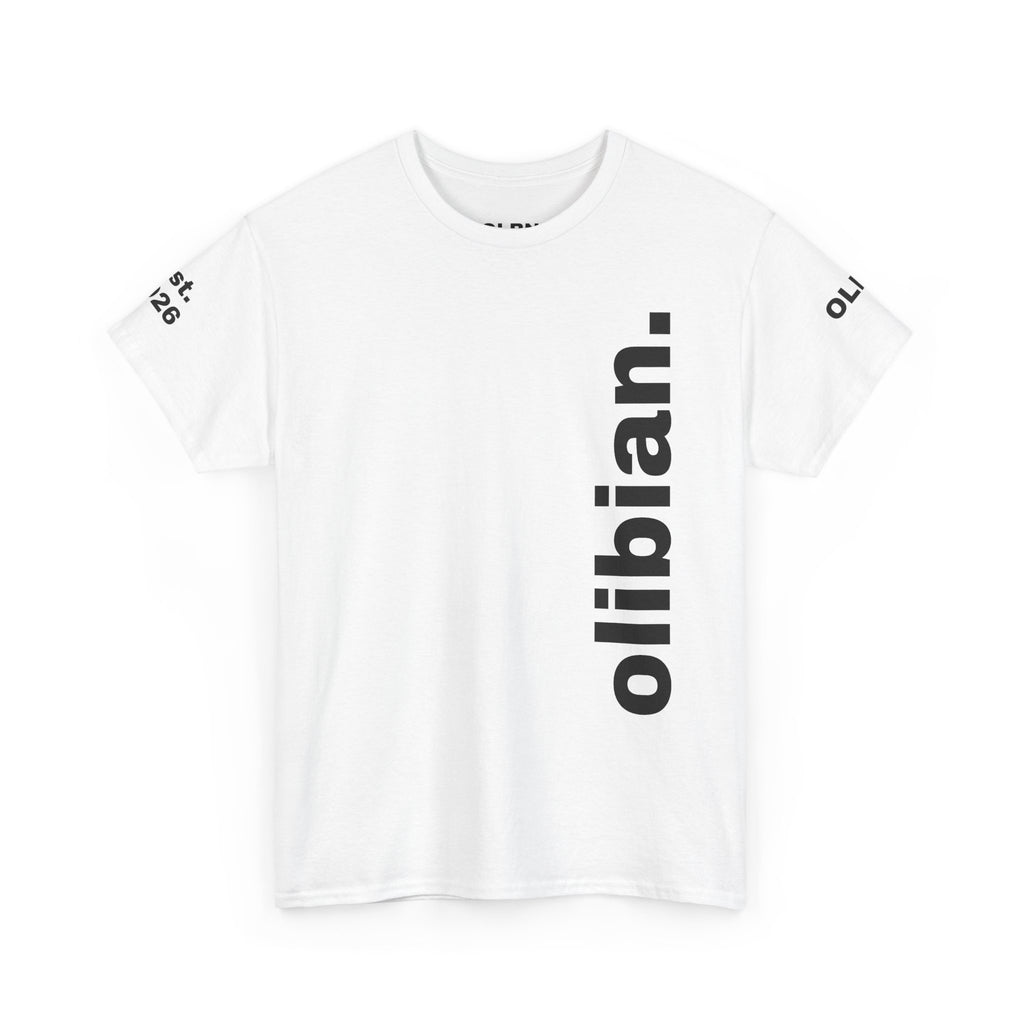 PREMIUM T-Shirt — 'olibian.' Black Vertical Logo & 'Less Hustle - More Slatinica' Back Graphic