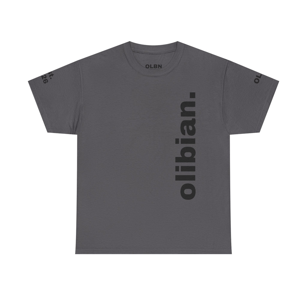 PREMIUM T-Shirt — 'olibian.' Black Vertical Logo & 'Less Hustle - More Slatinica' Back Graphic