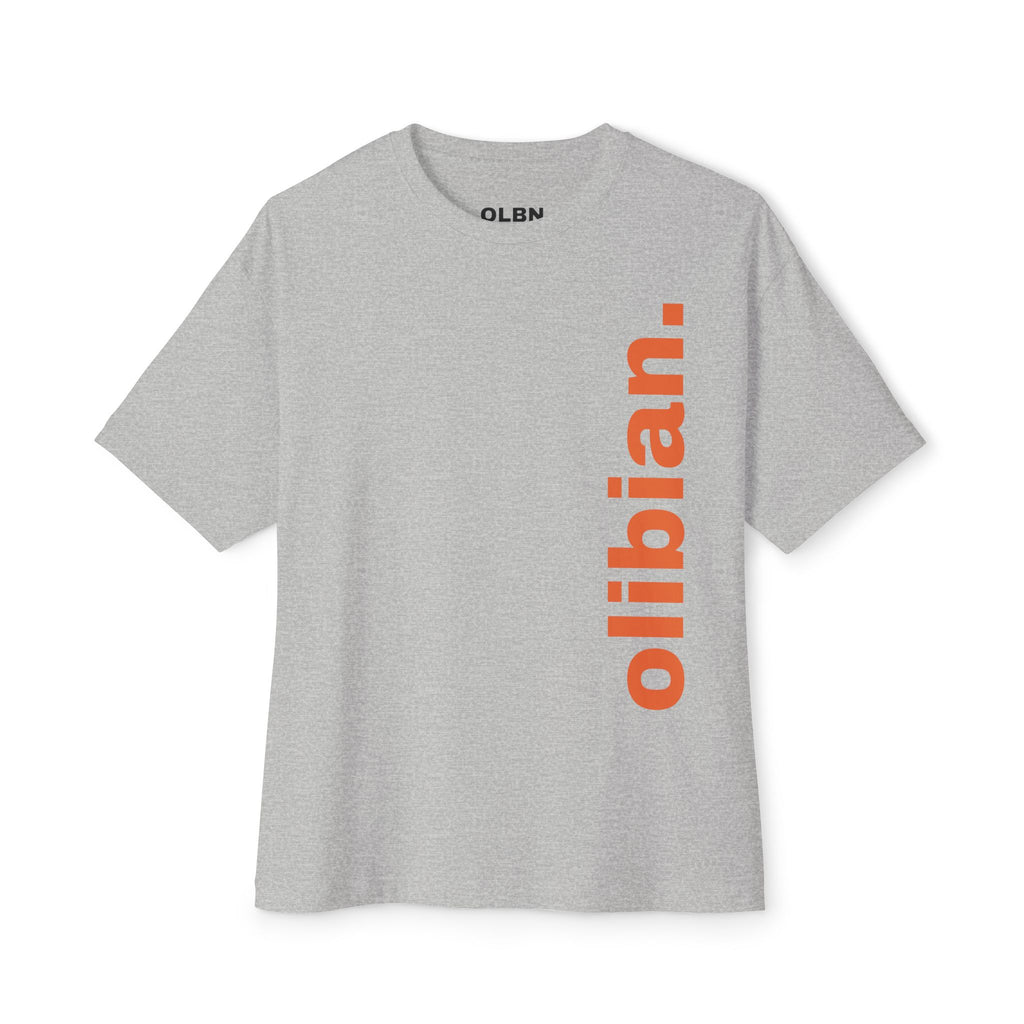 BASIC - Vertical "olibian." Logo Tee — Minimal White Boxy T-Shirt