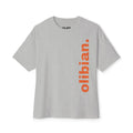 BASIC - Vertical "olibian." Logo Tee — Minimal White Boxy T-Shirt