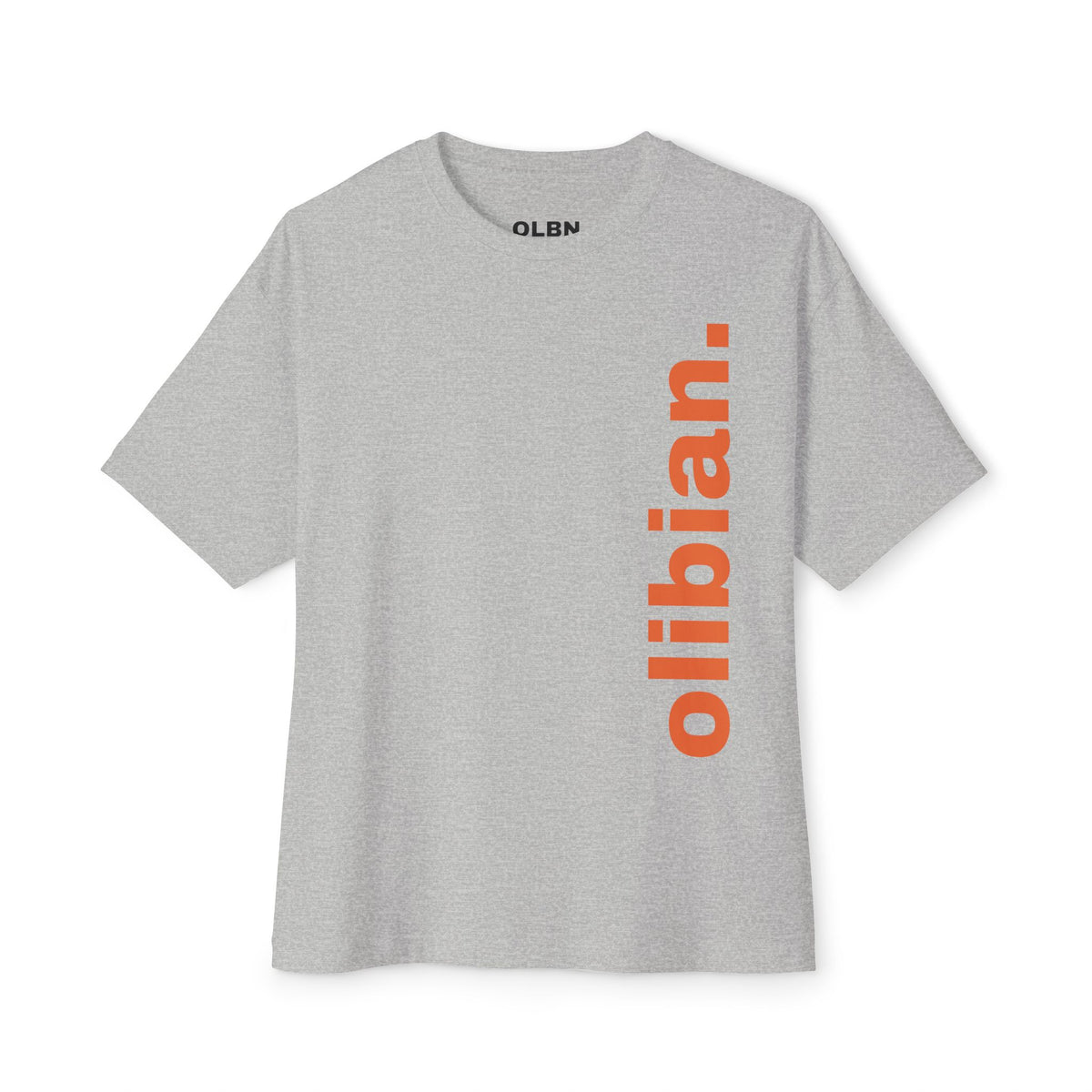 BASIC - Vertical "olibian." Logo Tee — Minimal White Boxy T-Shirt