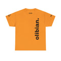 PREMIUM T-Shirt — 'olibian.' Black Vertical Logo & 'Less Hustle - More Slatinica' Back Graphic
