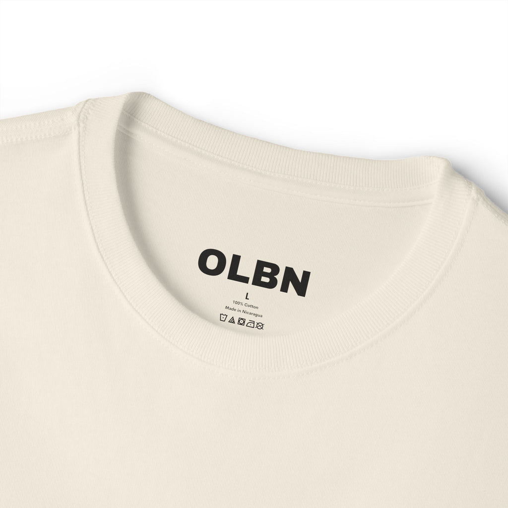 BASIC - Vertical "olibian." Logo Tee — Minimal White Boxy T-Shirt