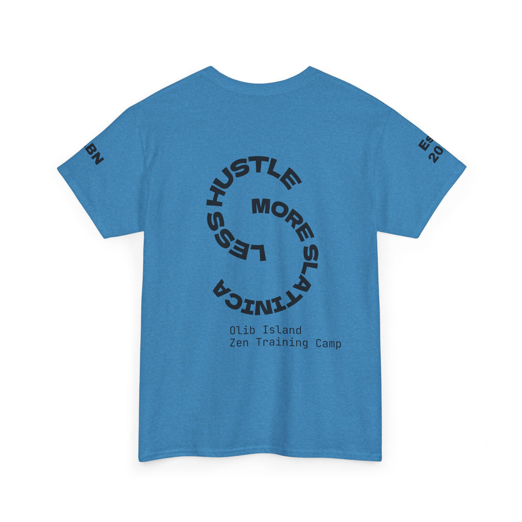 PREMIUM T-Shirt — 'olibian.' Black Vertical Logo & 'Less Hustle - More Slatinica' Back Graphic