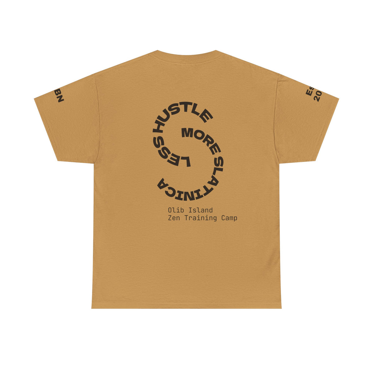 PREMIUM T-Shirt — 'olibian.' Black Vertical Logo & 'Less Hustle - More Slatinica' Back Graphic