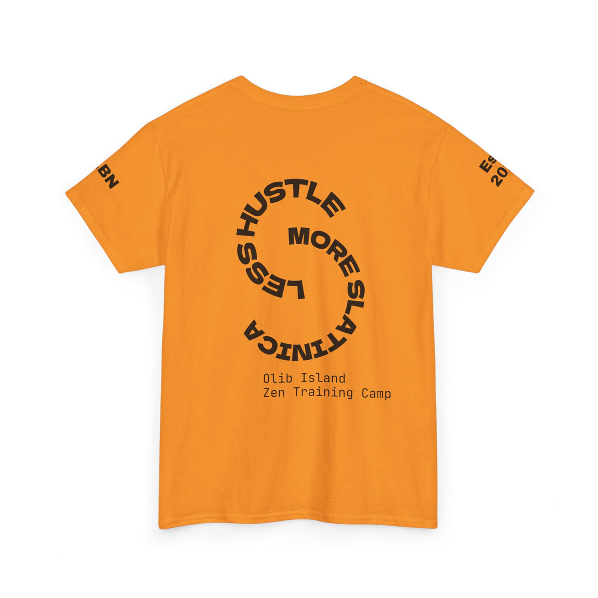 PREMIUM T-Shirt — 'olibian.' Black Vertical Logo & 'Less Hustle - More Slatinica' Back Graphic