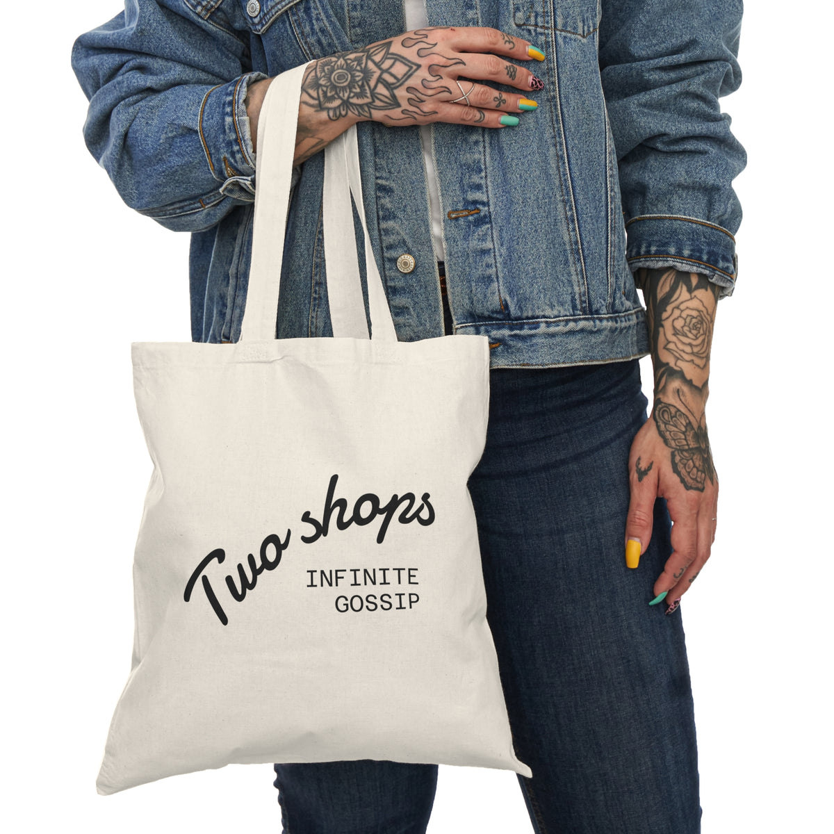 Natural Tote Bag - olibian ‘Two shops - infinite gossip’