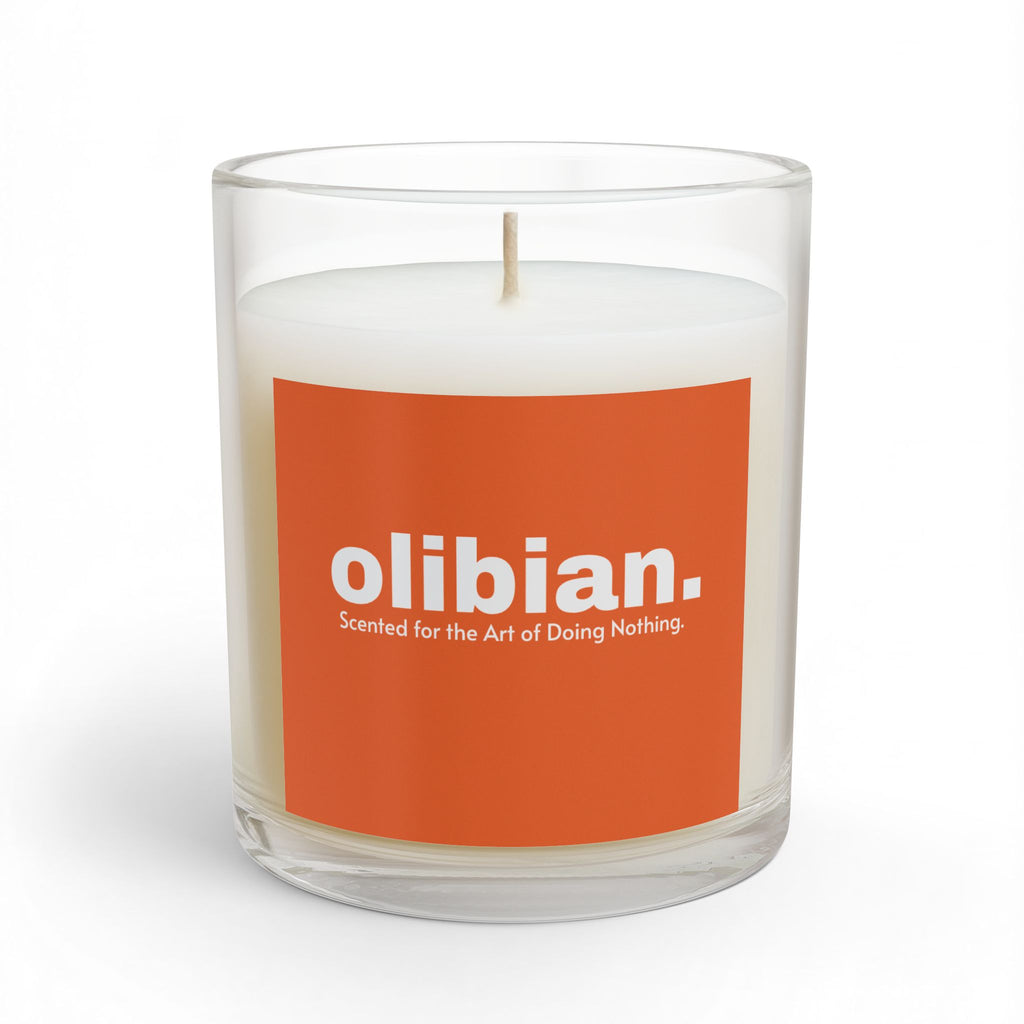 Olibian Orange Glass Candle — 11oz Scented Candle ("Scented for the Art of Doing Nothing")