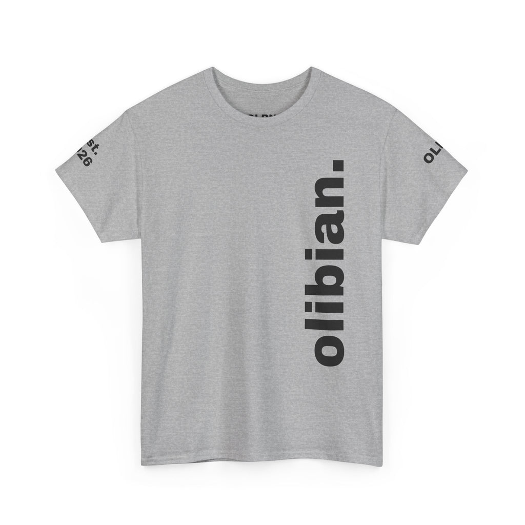 PREMIUM T-Shirt — 'olibian.' Black Vertical Logo & 'Less Hustle - More Slatinica' Back Graphic