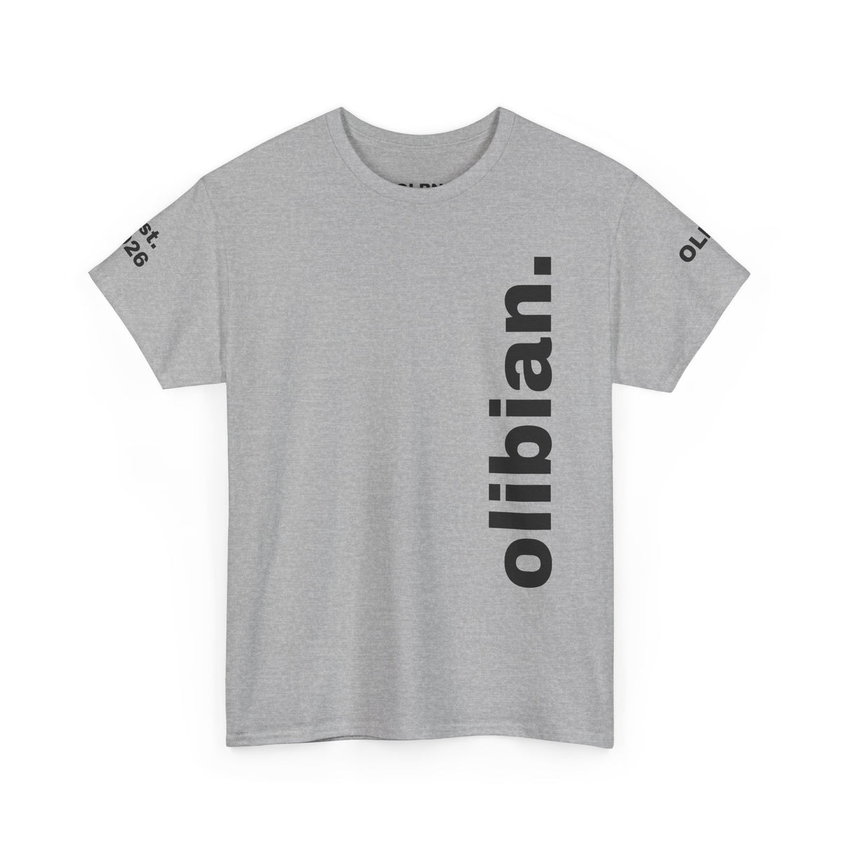 PREMIUM T-Shirt — 'olibian.' Black Vertical Logo & 'Less Hustle - More Slatinica' Back Graphic