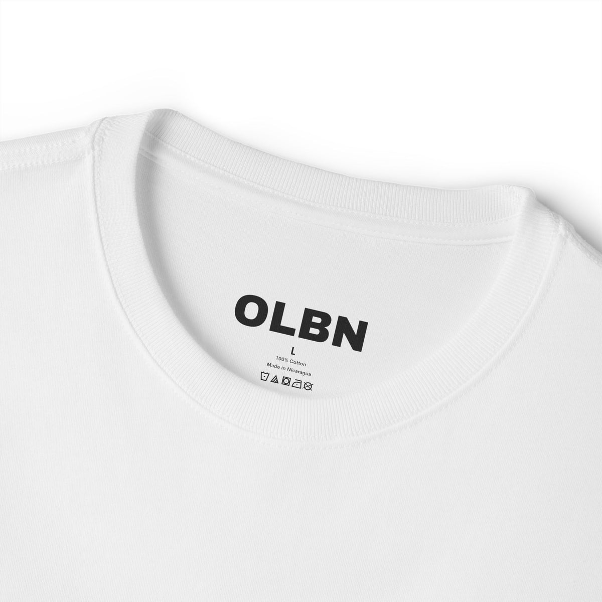 BASIC - Vertical "olibian." Logo Tee — Minimal White Boxy T-Shirt