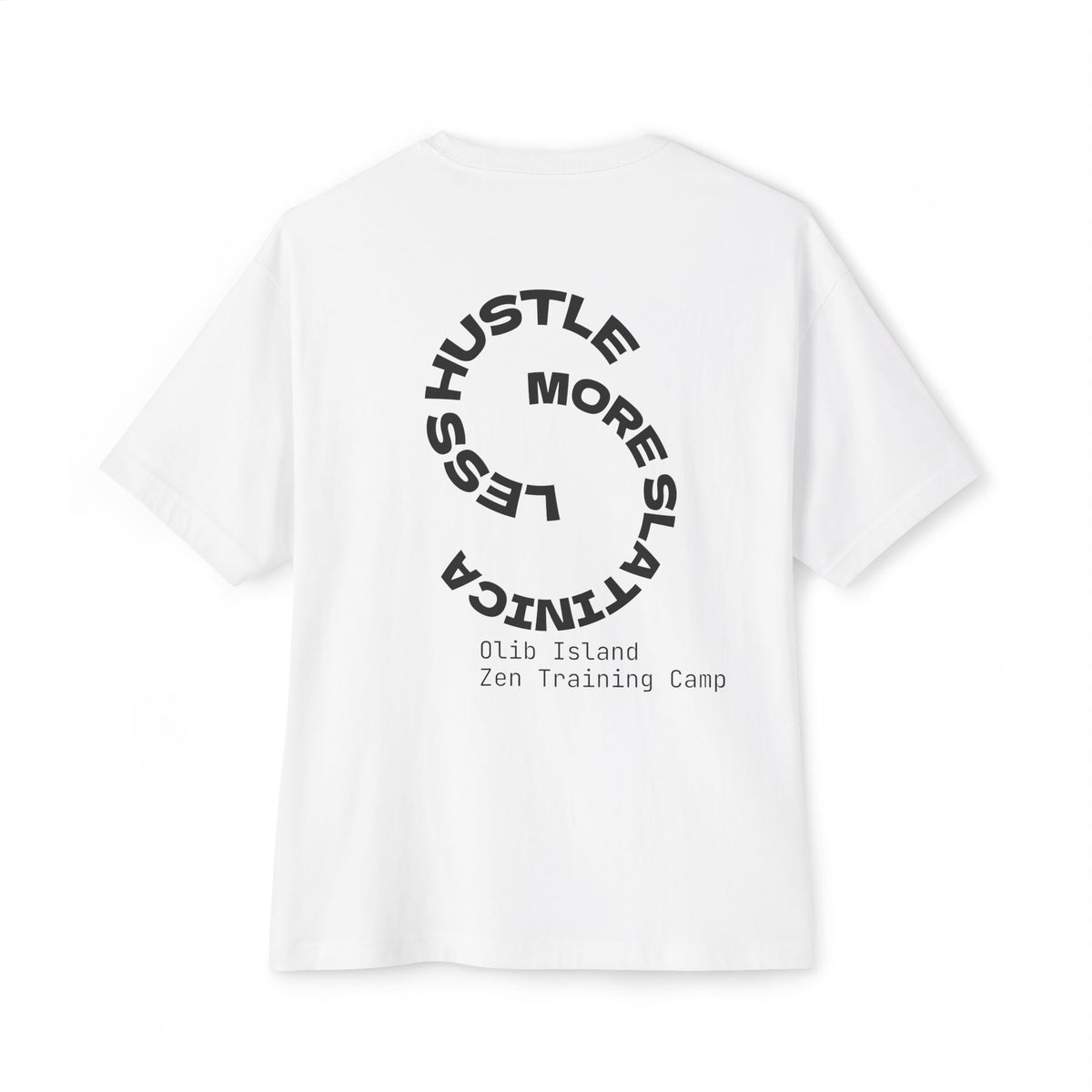 BASIC - Vertical "olibian." Logo Tee — Minimal White Boxy T-Shirt